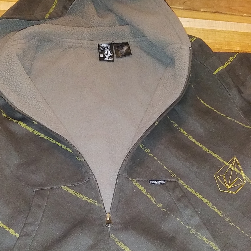 Brown & Green fleece lined zip up hoodie